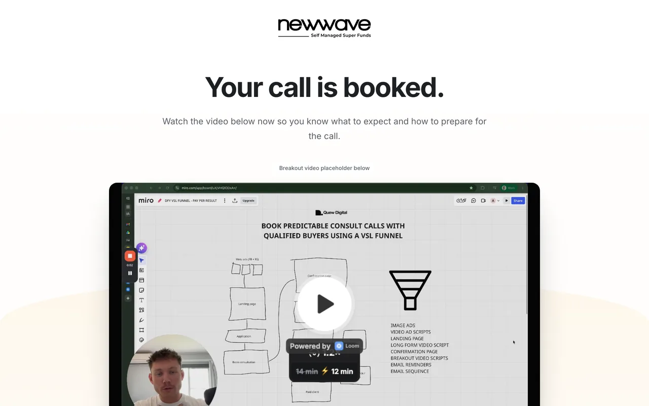 Confirmation page preview